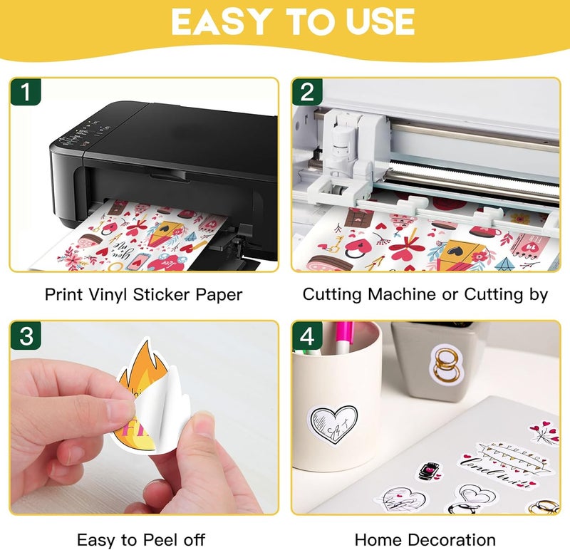 Ruibytree Printable Vinyl Sticker Paper for Inkjet Printer - 35 Sheets Glossy White - 8.5" x 11" - Waterproof Labels Paper, Dries Quickly,Vivid Colors,Tear Resistant,DIY Christmas Stickers - Image 4